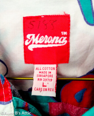 ペッパー様 Hawaiian Shirt Vintage 80's-90's Merona 100% Cotton Multi Color