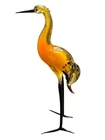 Murano Style Art Glass Heron Crane Bird Figurine Orange Black Vintage Decor