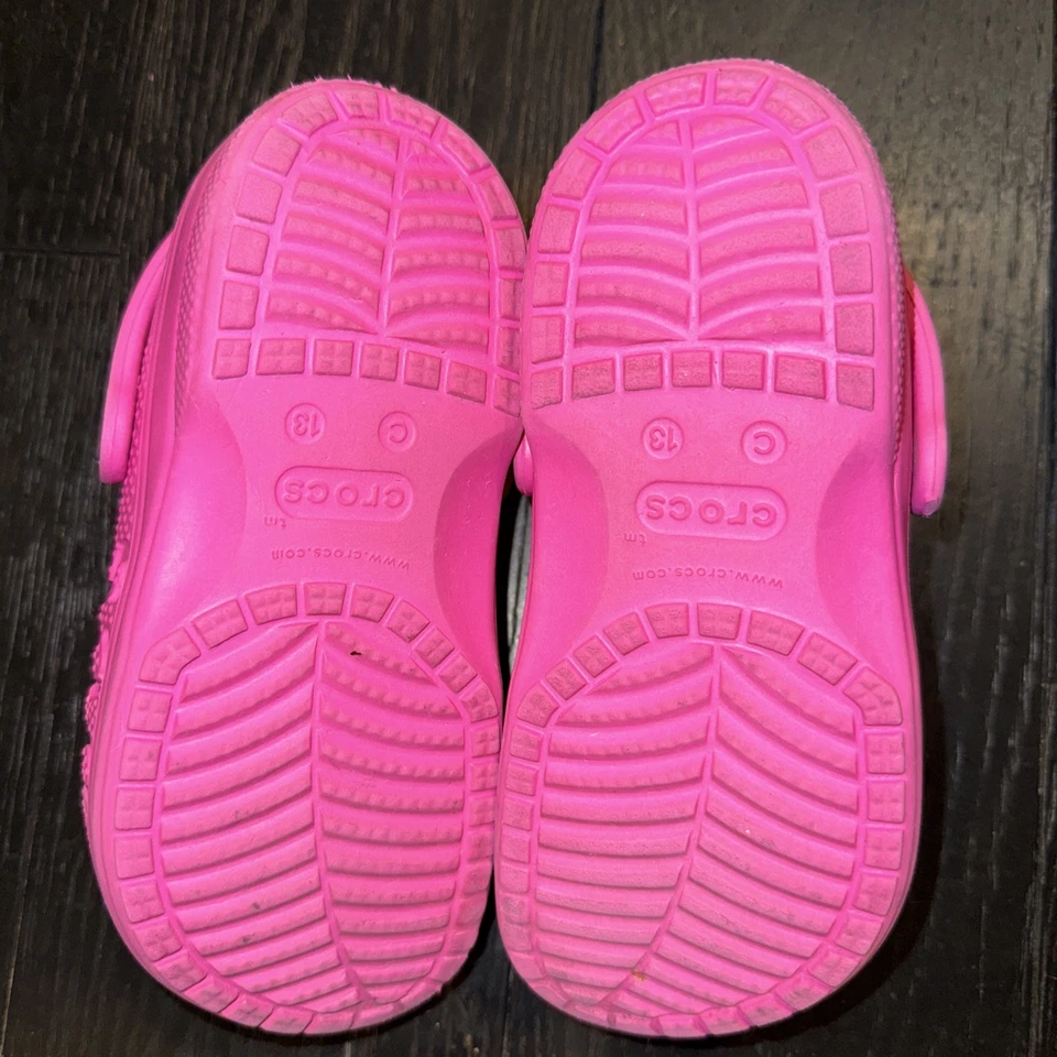 Crocs Iconic Comfort Child Size 13 Pink Used Fair Condition No Box - Image 3 of 4