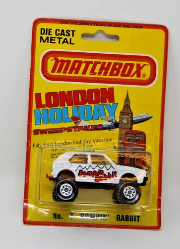 Matchbox Lesney London Holiday Rompin’ Rabbit #7 On Card 1981 Red Interior Rare