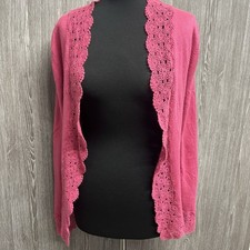 Jaeger Pink Bolero Silk Cashmere Lace Trim Occasion Wedding Size Large