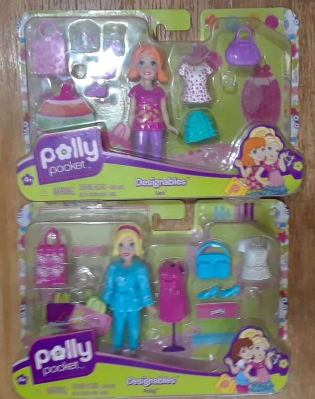 NIB, 2 Polly Pocket Designables , one Polly and one Lea, 2008