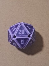 3D Squishable D20 Fidget Dice Squishy D D MTG Desk Toy - Lilac Glitter Purple
