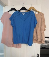 NEXT Blue V-Neck Short Sleeve 100% Cotton Jersey T-Shirt Bundle 3 x UK 16