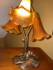 Vintage Tiffany Style Lily Pad Table Lamp 3 Arm Frosted Glass Tulip Shades