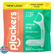 Plackers Micro Line Dental Floss Picks, Fold-Out FlipPick, Tuffloss, Easy Sto