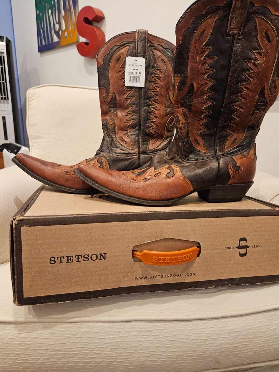 Brand New in Box Men's Handcrafted Stetson Cowboy Boots Sz 14D 12