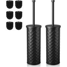 Toilet Bowl Brush and Holder Set 2 Pack with 4 Extra Brush Heads Extra Long