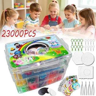 Bügelperlen Set 23000Stück Steckperlen mit Aufbewahrungsbox Bügelperlen Platten