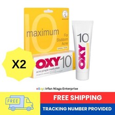 x2 Original OXY 10 Maximum For Stubborn Acne Pimple Medication and Treatment 25g