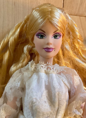 Blonde ringlets Holiday Barbie hybrid, MTM body, vintage lace dress