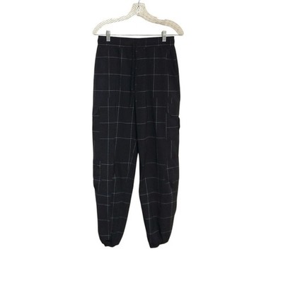 ALBION Windowpane Jetsetter Nylon Grid Cargo Joggers Baggy Travel Pants Sz Small