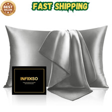 1 Pack Silk Pillowcase, Blissy-like DKBslik for Hair and Skin,Grey Queen Size