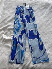 Sara Battaglia Blue Multi-Tone Abstract Wide ...