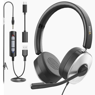Wantek USB Headset with Microphone, Noise Cancelling Computer Headset