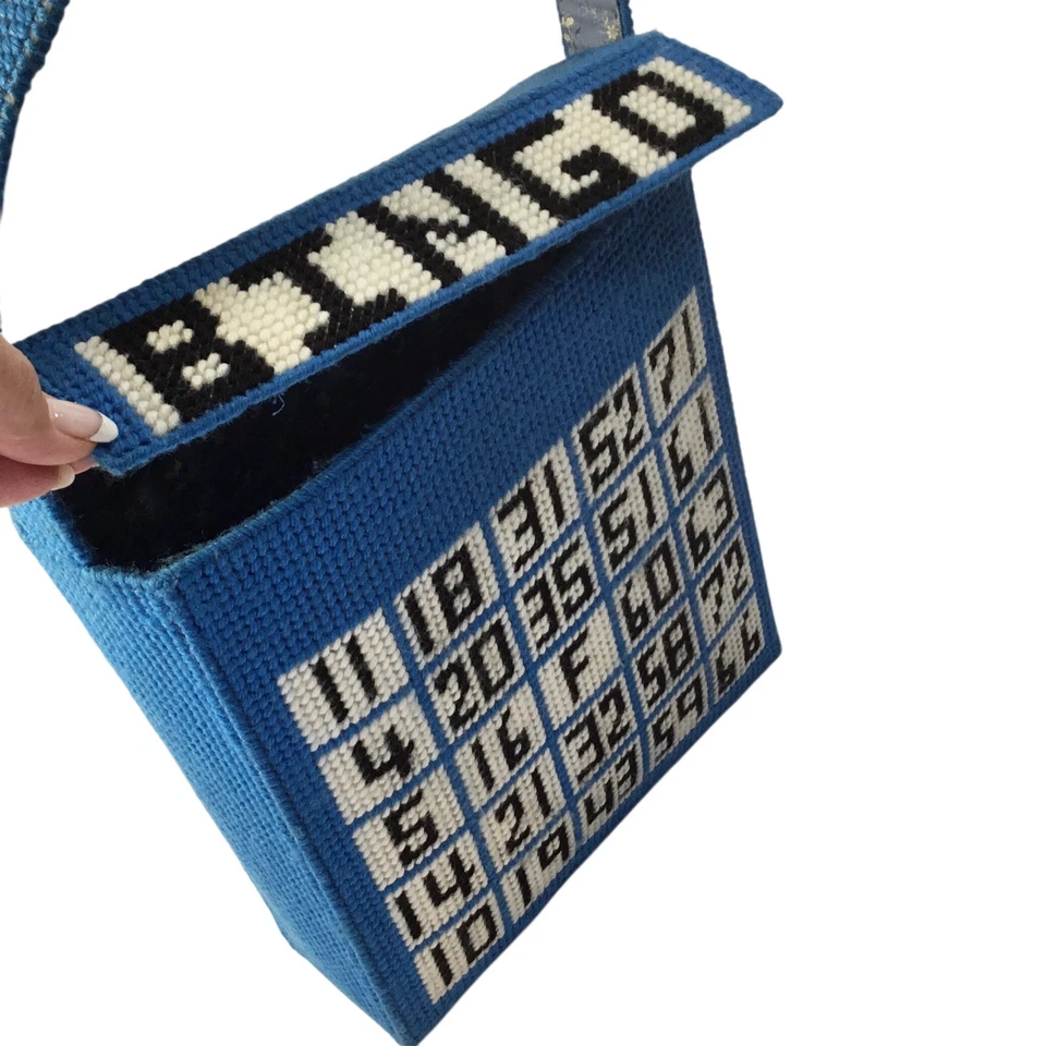 Bolso de mano vintage para juegos de bingo Needlepoint Grannycore doble lado abuela Foto 4 de 4