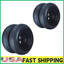 4pack St20575d14 Trailer Tires W14rims5 Lug On 4.56pr Load Range Ctrailer