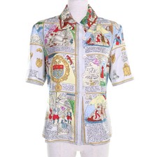 Excellent HERMES Short sleeve shirt Mont Saint-Michel Multi silk Women 38