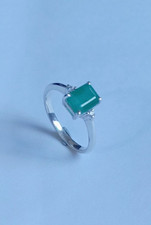 Natural Emerald Octagon Cut Ring 925 Sterling Silver Handmade Wedding Jewelry