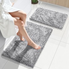 Yimobra Bathroom Rug Set 2 Piece, Luxury Shaggy Bath Mat Set with Non Slip Backi