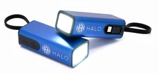 HALO Set of 2 4.4k mAh Power Banks w Flashlight & Built in Cable, Blue
