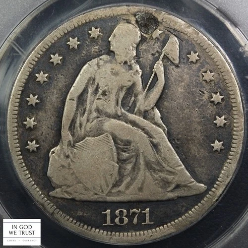 1871 Seated Liberty Silver Dollar $1 ANACS VG 10 Details - Plugged & Cleaned