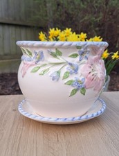 Vintage 3d Plant Pot and Saucer Ceramic Planter Flower Pot Succulent Plant Pot