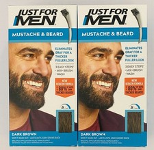 Just For Men M-45 DARK BROWN Mustache  Beard Brush In  2 pack  Blue