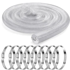4 Inches 30 ft PVC Dust Collection Hose with Stainless Steel Clamps Set Flexi...