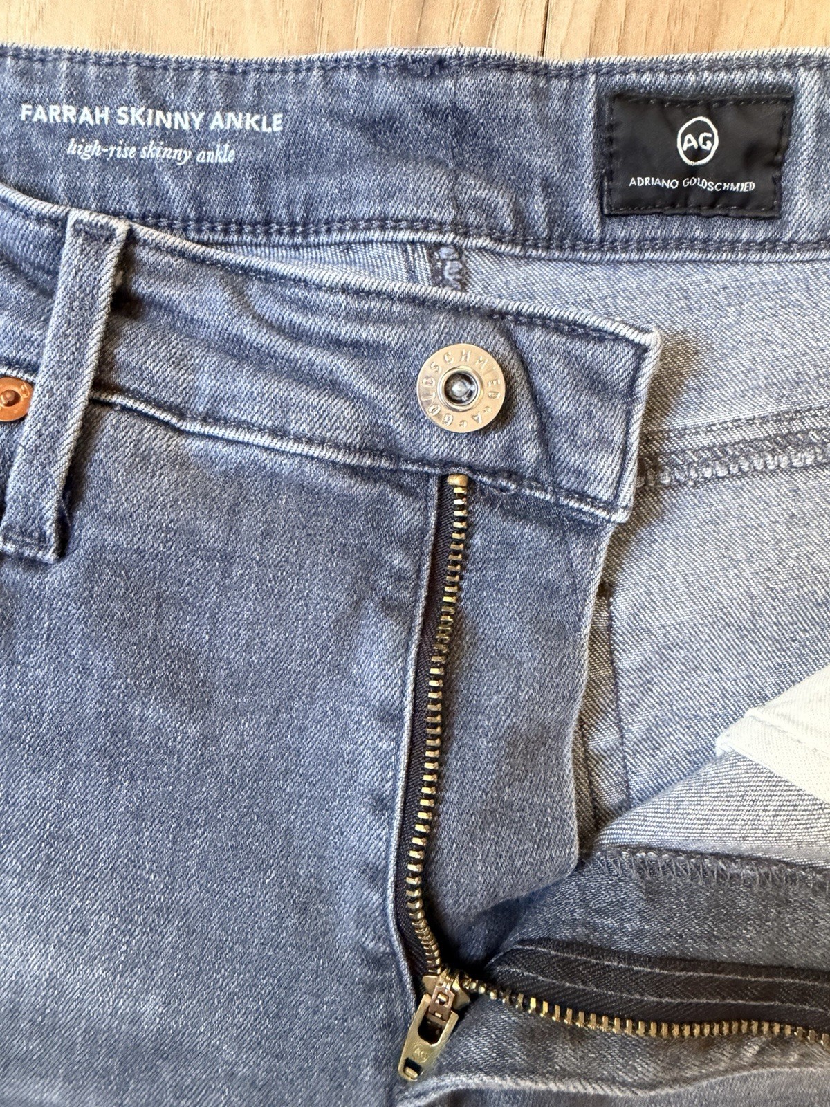 AG Adriano Goldschmied High Rise Skinny Ankle Blue Denim Jeans 5-Pocket thumbnail 4