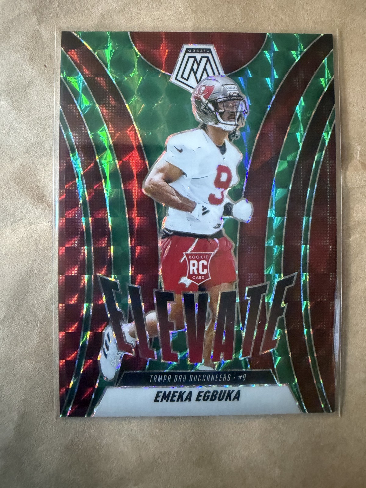 2025 Panini Mosaic - Elevate Emeka Egbuka #2 Green Mosaic Prizm (RC)