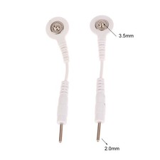 2PCS Electrode Lead Wires Pin-To-Snap Adapter Cables Plug w/ TENS 2 to 3.5mm