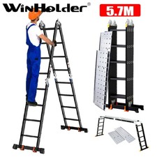 5.7M Combination Ladder A-Frame Aluminium Multi Purpose Ladder w/Platform