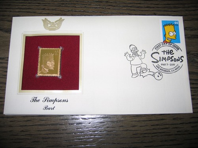 #ad 2009 The Simpsons Bart Replica Golden Cover Stamp $9.74