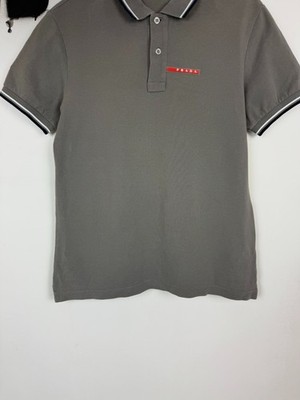 PRADA チャコールグレー ポロシャツ ストライプ襟 PRADA ポロシャツ 青 ストライプ襟 - メルカリ