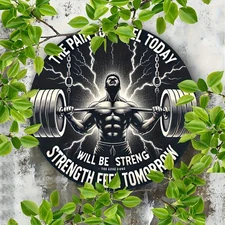 1pc 7.87-Inch Round Aluminum Motivational Gym Sign The Pain You Feel Today Will