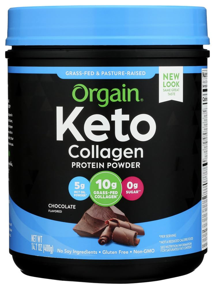 Orgain Keto Collagen Protein Powder, Chocolate - 10g Grass Fed Hydrolyzed Col...