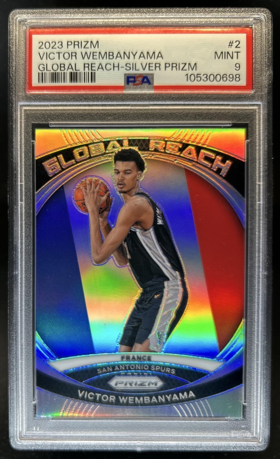 2023-24 Panini Prizm Victor Wembanyama Global Reach Prizm Silver RC #2 PSA 9