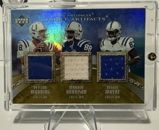 Peyton Manning, Wayne, Harrison 2007 UD Triple Artifacts Jersey Relics 15/75