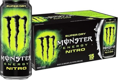 Monster Nitro Super Dry Energy Drink 16oz Pack of 15 Citrus Flavor