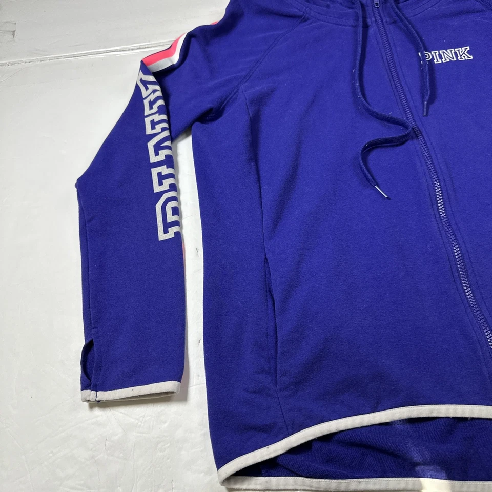 Sudadera con capucha para mujer Victoria's Secret rosa manga larga cremallera completa azul talla L #2318 Foto 2 de 4