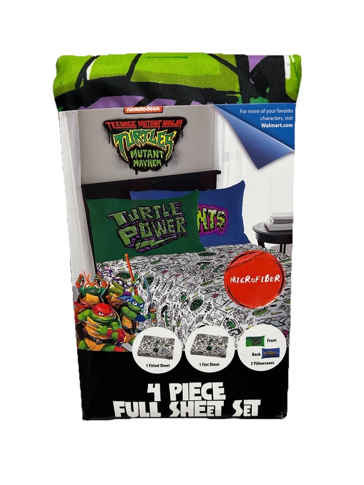 Juego de sábanas completas de microfibra Nickelodeon Teenage Mutant Ninja Turtles niños 4 piezas Foto 2 de 4