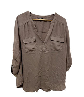 Torrid Womans 3/4 Sleeve Popover Top Size 3X Brown Career Office Work Casual