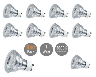 LED GU10 Leuchtmittel 7W 230V Warmweiß Glas Spotlampe   Ersatz für Halogen
