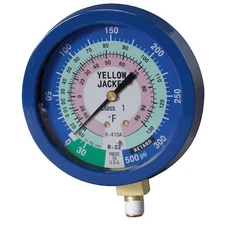 Yellow Jacket 49516 Gauge, 3 1/8In Dia, Low Side, Blue, 350 Psi