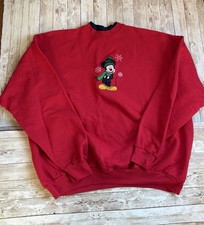 Vintage Disney Mickey Mouse Christmas Red Fleece Crewneck Sweatshirt 2XL