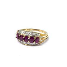 9ct Gold Ruby Diamond Ring Size P Hallmarked 9ct Yellow Gold Ruby Band