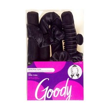 Black Overnight Heatless Hair Curler Set with Claw Clip and Satin Scrunchies,