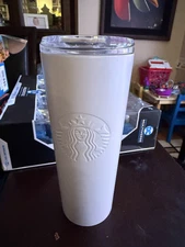 Starbucks Ice Pearl White Stainless Steel Tumbler Cold Brew Cup 16oz 
