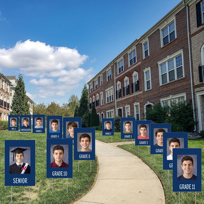 14 Pcs Graduation Yard Sign K-12 Photo Display Yard Sign with Stakes 12'' X 18'' C